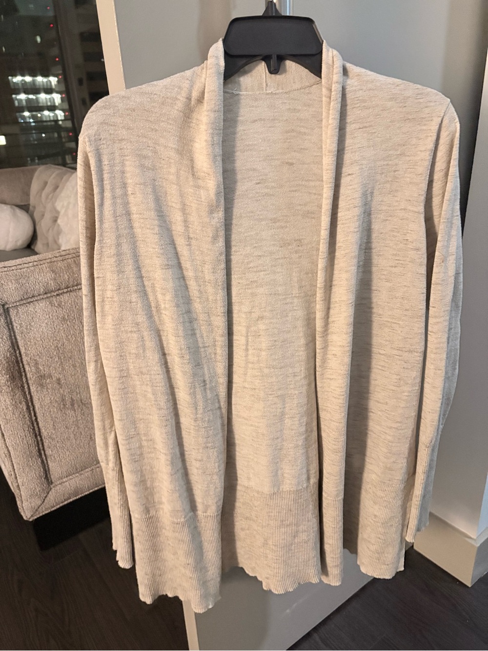 Light Cream Open-Front Women's Cardigan Sweater